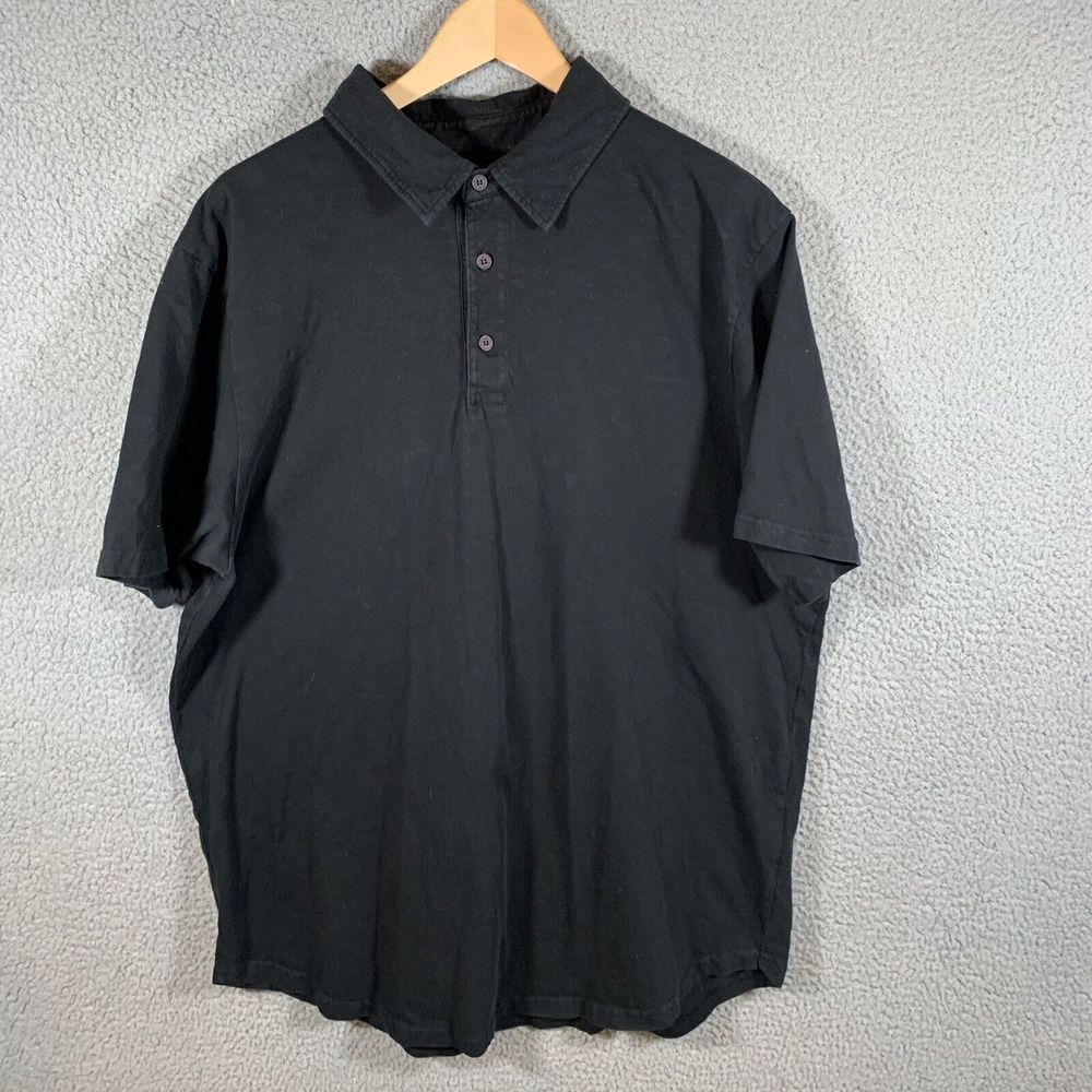 Good Life Shirt Mens XXL Black Short Sleeve Polo USA Made Collared Cotton Casual